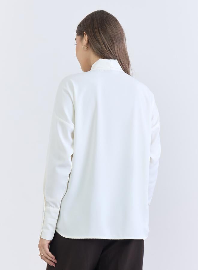 ستايلي بلوزة بقصة واسعة برباط عنق وطبعة زهور - Image 4